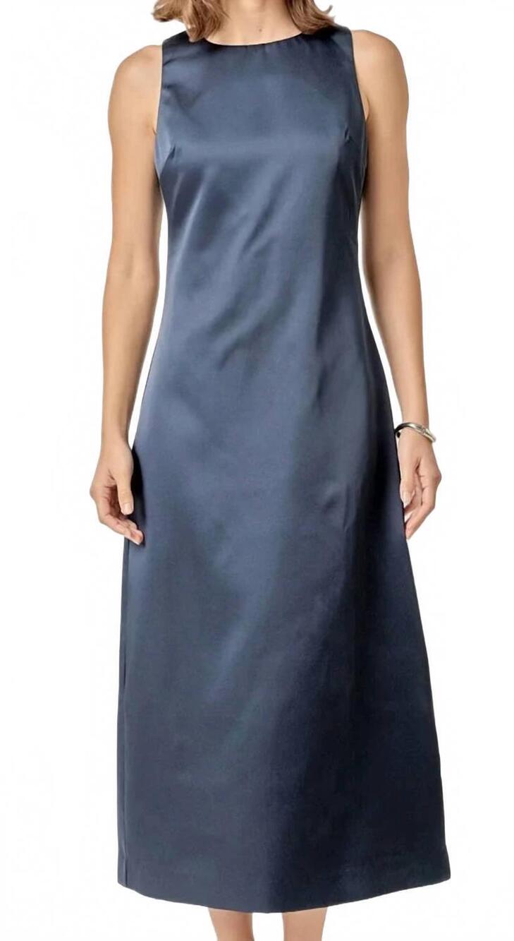 NEW ENGLISH FACTORY bree midi dress in navy